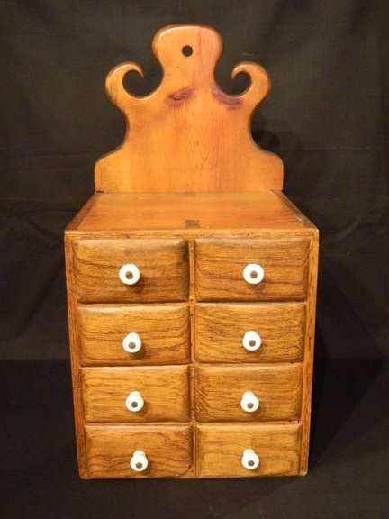 An Early American Eight Drawer Wood Spice Box: An Early American Eight Drawer Wood Spice Box