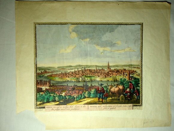Circa 1702 Print. Title : “Seville, cen oude en m: Circa 1702 Print. Title : “Seville, cen oude en machtige stadt binnen in het lant gelegen aen de rivier Guadalquivir” / “Hispalis, urbs mediterranea, ad flurium Baetin, retusta felix, et opulent