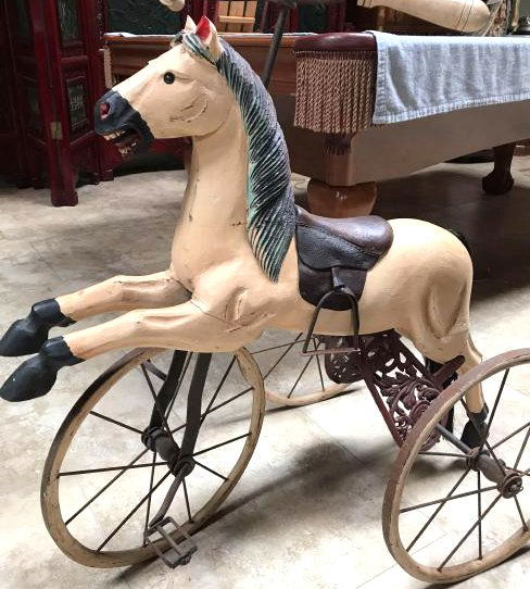 antique wooden horse tricycle