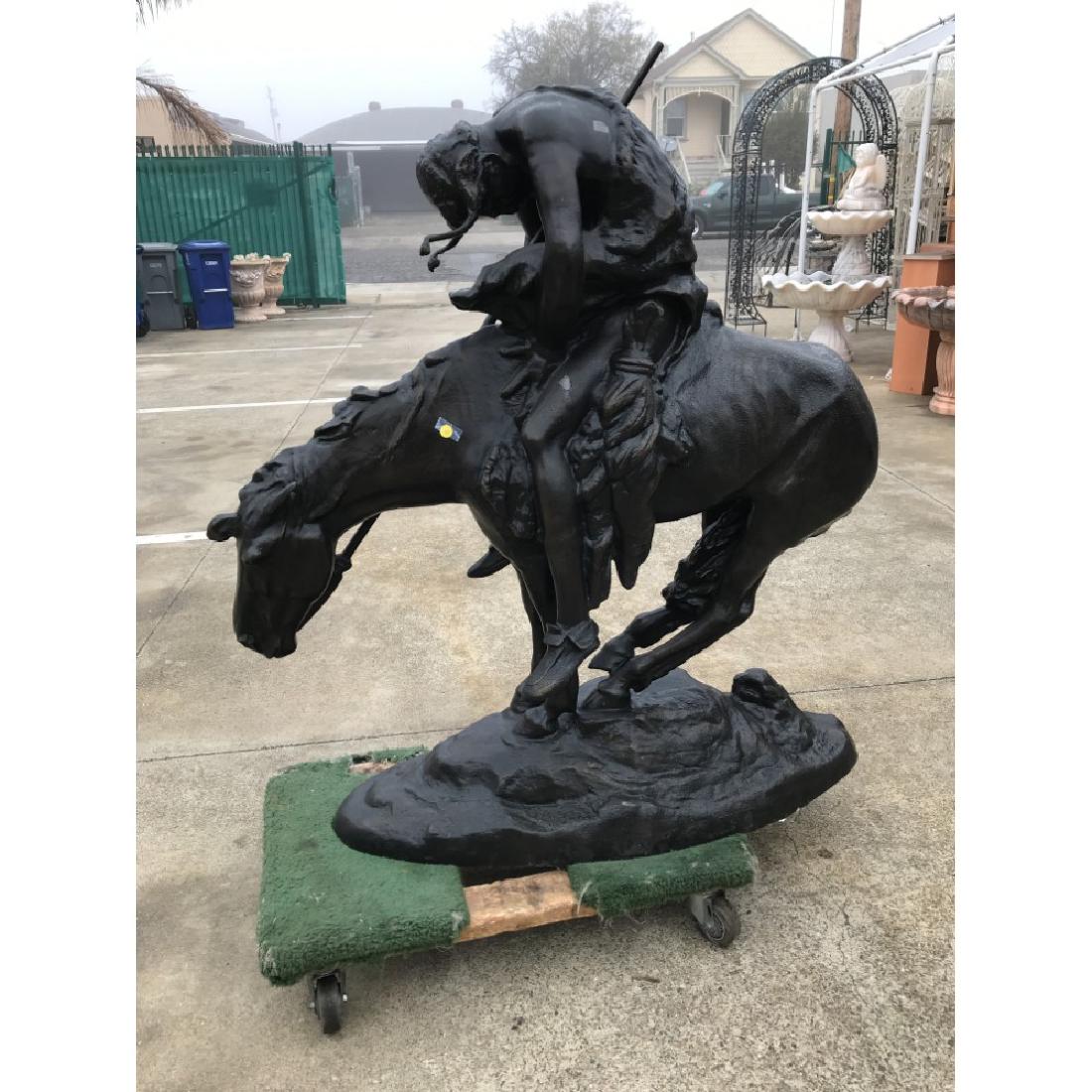 Large Bronze Remington Statue, Indian on Horse
