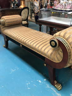 Beautiful Fainting Couch w/ Infinity Design: Beautiful Fainting Couch w/ Infinity Design Brass on Legs & Handles Good Condition | Never Used Dimensions: 32H x 76W x 26D