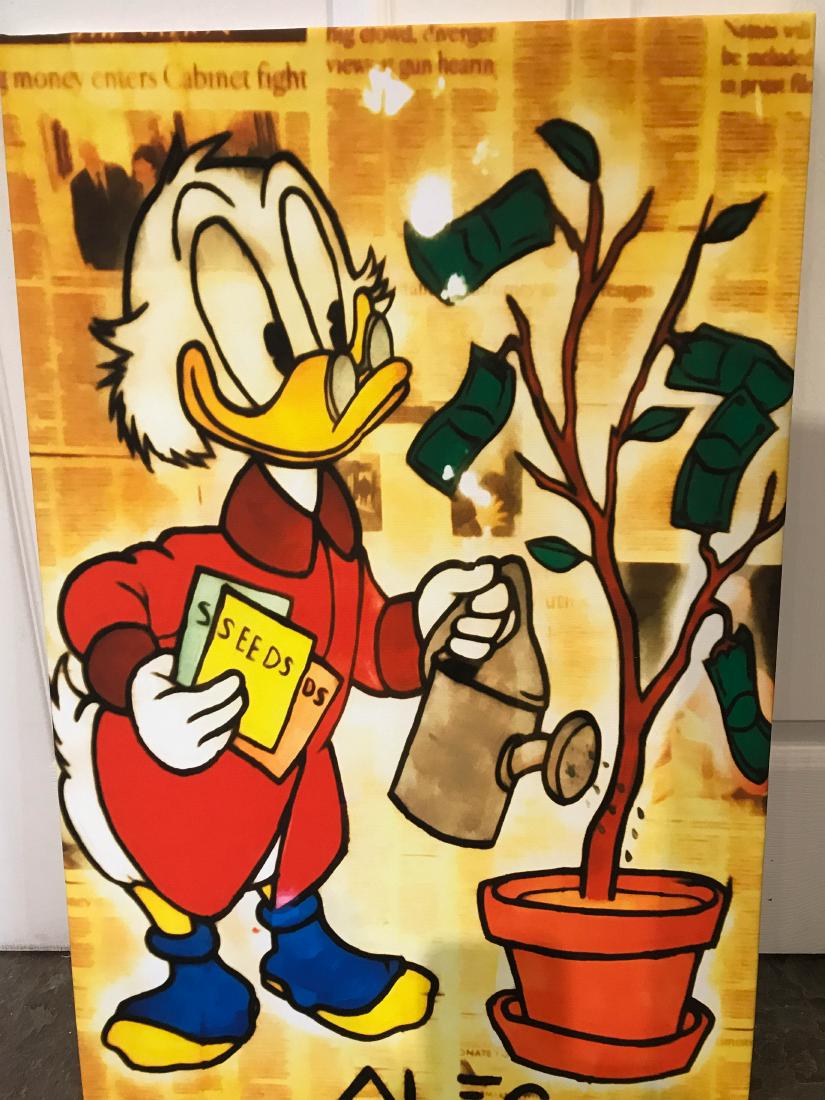 Print on Canvas Alec Monopoly Reproduction | $ Tree: Print on Canvas Alec Monopoly Reproduction | Money Tree|Local Estate | Good Condition|Dimensions: 29H x 19W