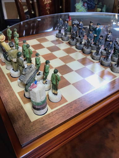 Vintage royal stained glass metal wood chess set game rare retro