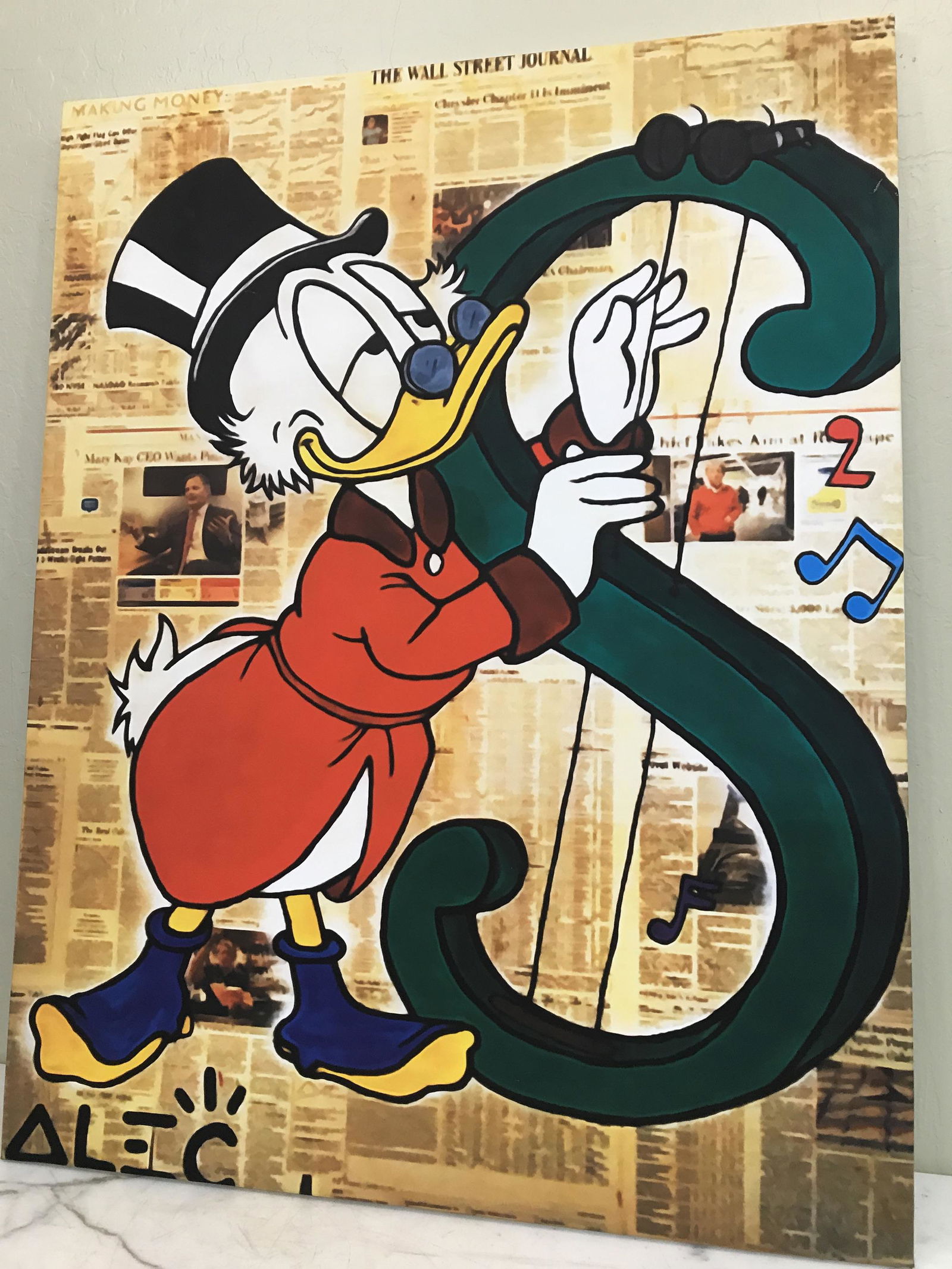 Print on Canvas, Scrooge McDuck, Alec Monopoly: Print on Canvas, Scrooge McDuck, Alec Monopoly Reproduction Private Collector Local Estate Condition: Excellent Dimensions: 35 x 27.5 (inches)