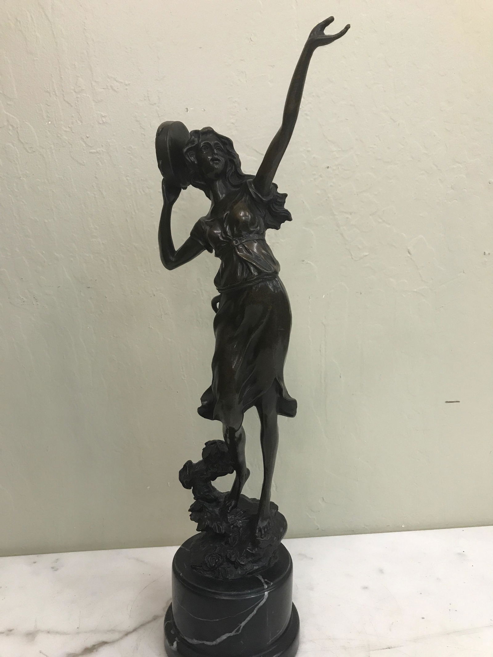 Bronze Statue Woman w/ Tamborine (1 of 11)