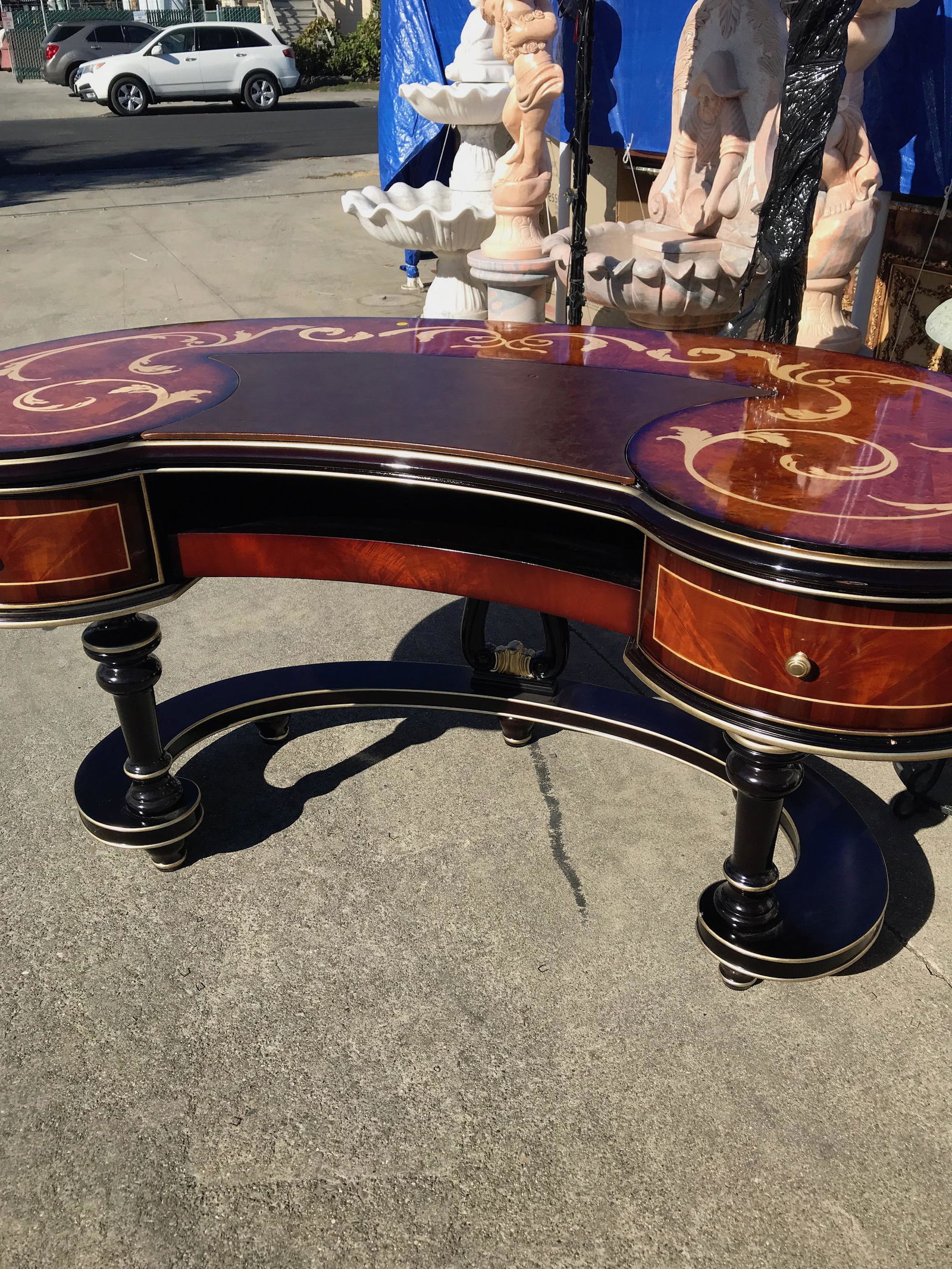 Magnificent Half Moon Leather Top Desk (1 of 12)