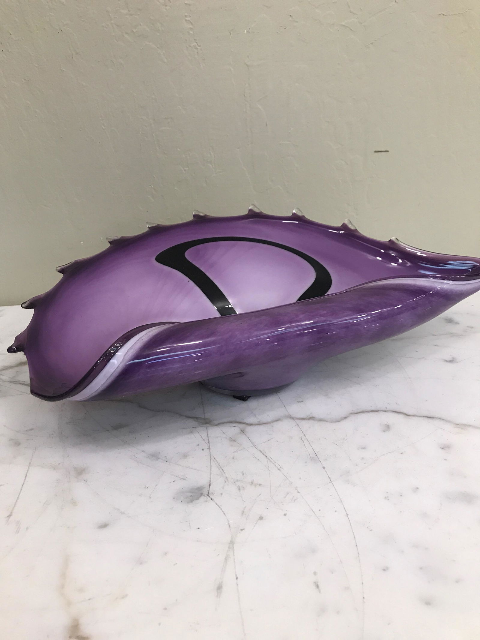 Abstract Hand Blown Glass Centerpiece in Shape of Shell (1 of 10)