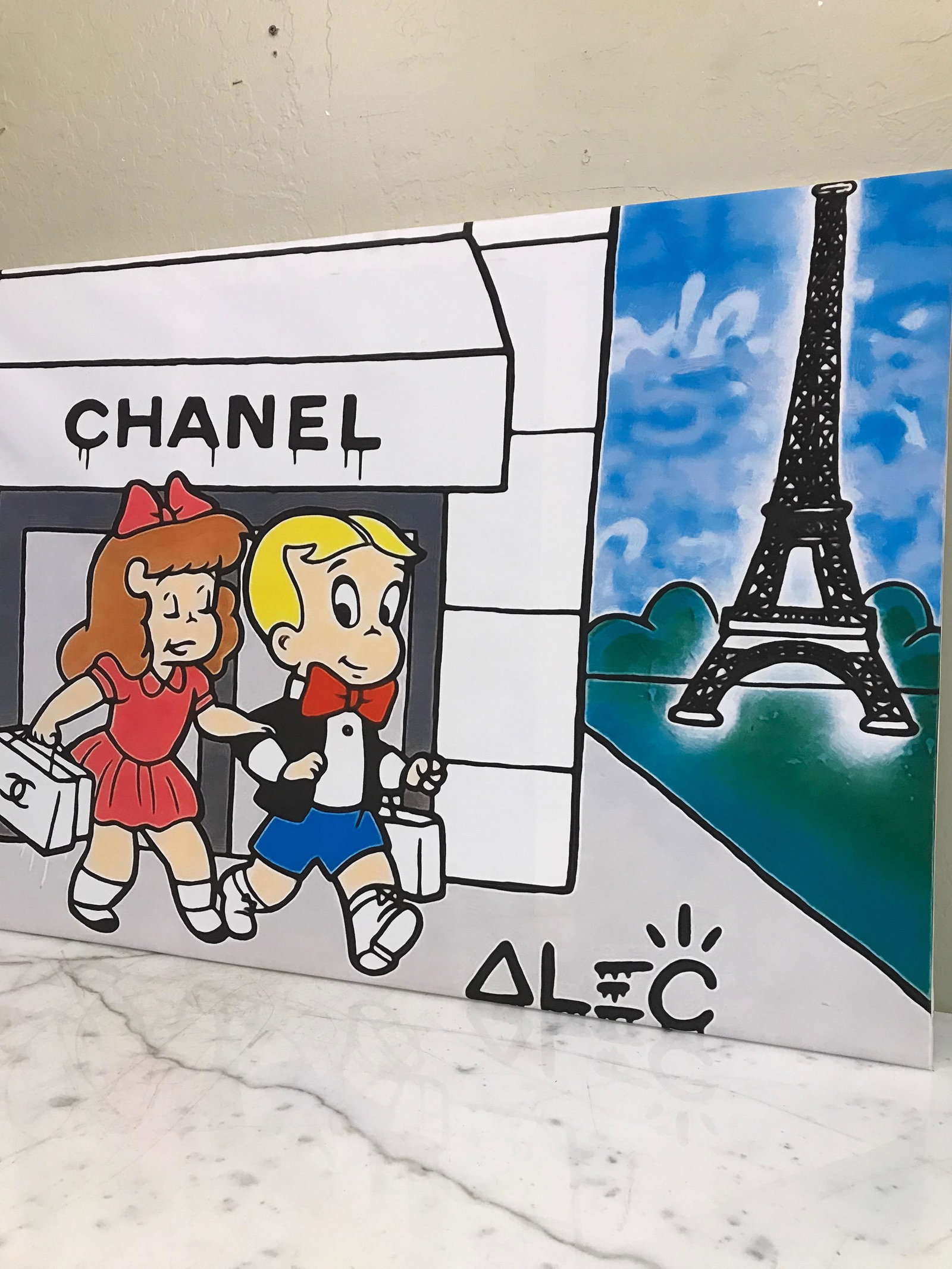 Print on Canvas, Alec Monopoly Reproduction | Shopping: Print on Canvas, Alec Monopoly Reproduction | Shopping in Paris Local EstatePrivate Collector Good Condition Dimensions: 27 1/2" x 24"