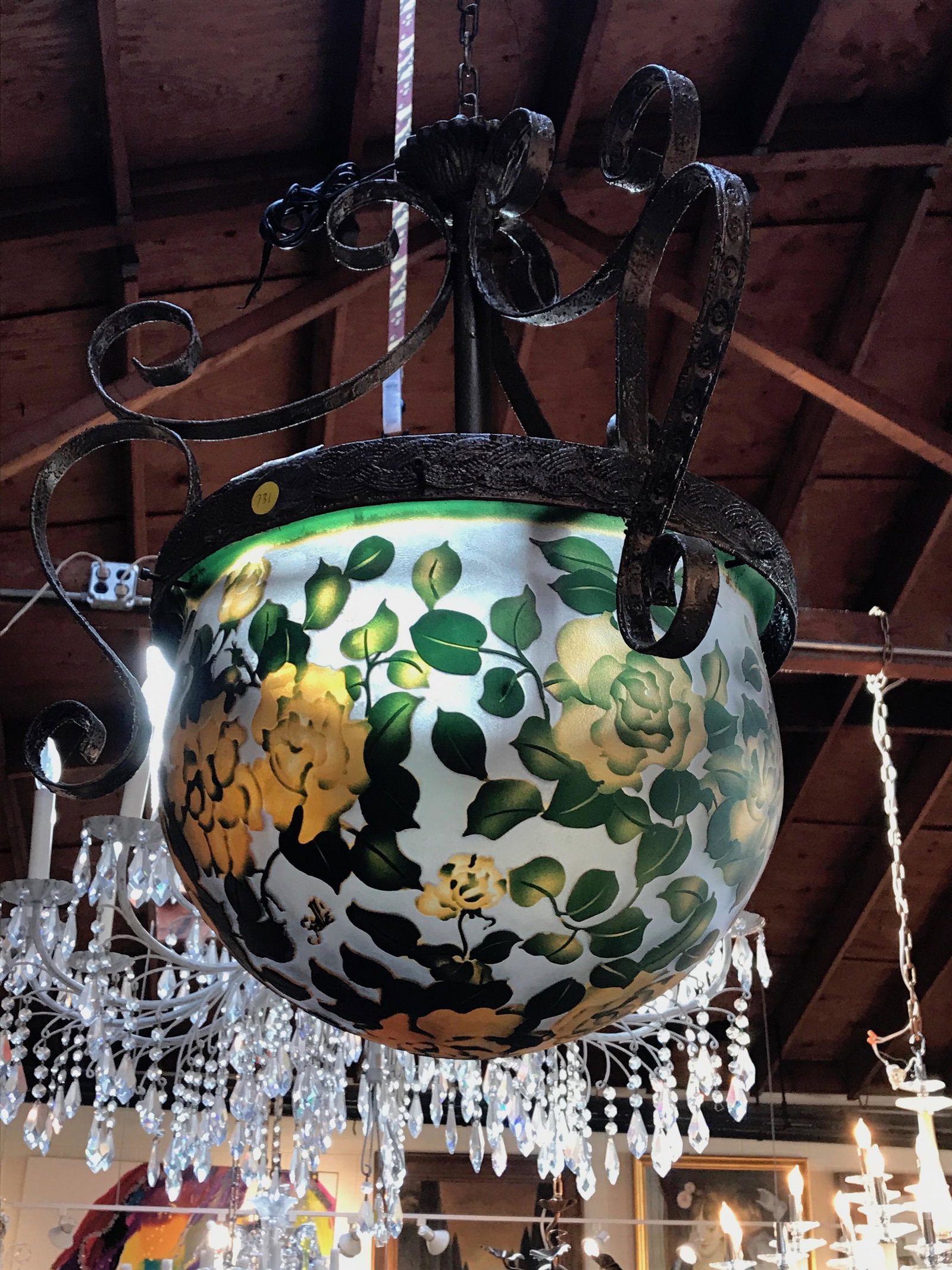 Unique Art Como Glass Chandelier with Bronze (1 of 9)