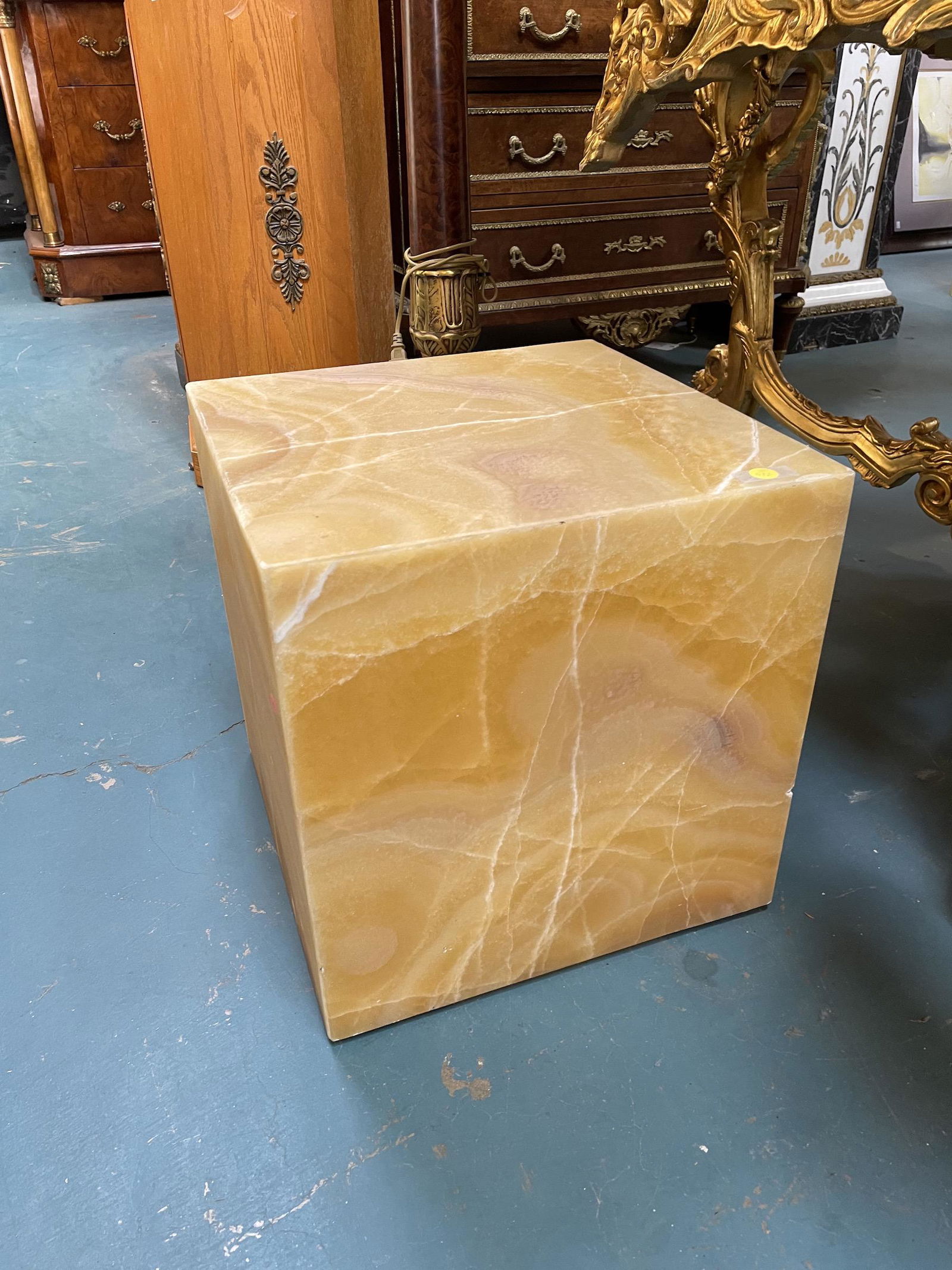 Yellow Onyx Cube-Shaped Pedestal (1 of 9)