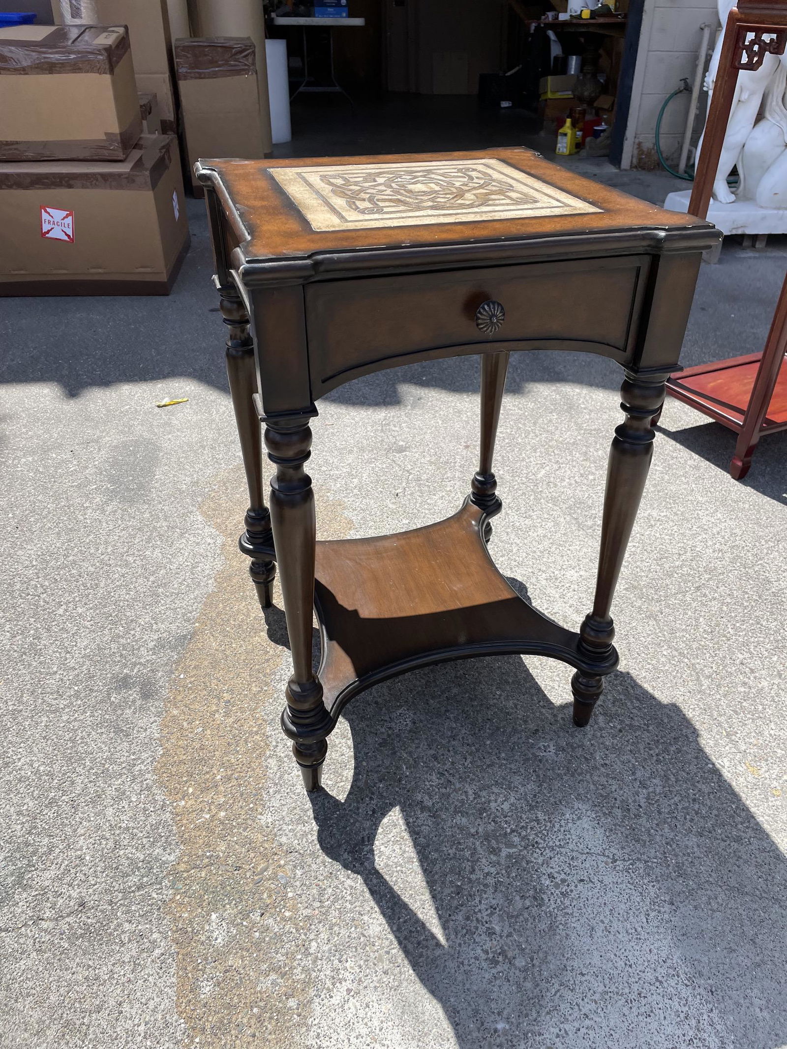 Side Table with Drawer and Stone Center (1 of 14)