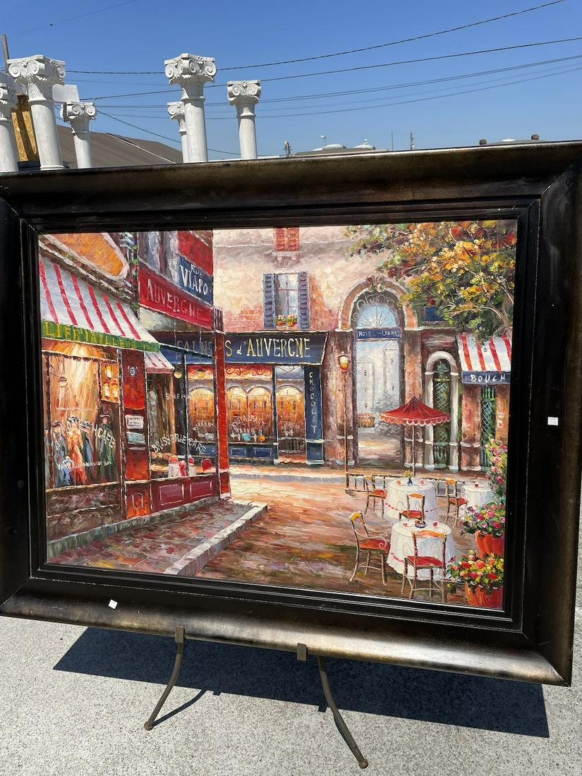 Large Oil on Canvas - European City Scene, Signed (1 of 12)