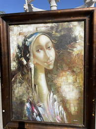 Oil on Canvas - Portrait of Woman, Signed