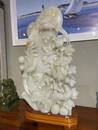 Hand-Carved White Jade Statue on Stand