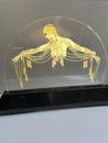 Original Erte Etched Glass Luminaire Light, Signed