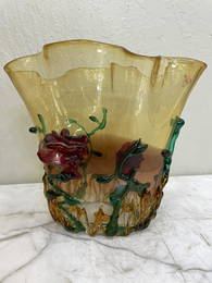 Original Murano Glass Vase with Flowers