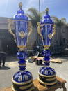 Pair of Hand-Cut Crystal, 24k Gilded Vases