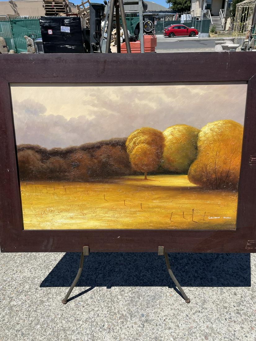 Abstract Oil on Canvas - Landscaped Field, Signed (1 of 9)