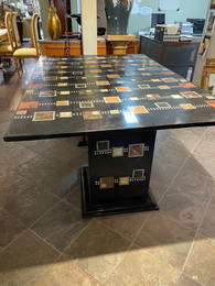 Spectacular Mosaic Table w/ Onyx, Stone Inlay, Signed