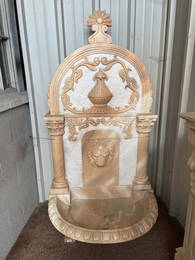 Hand-Carved Marble Fountain w/ Lion Head