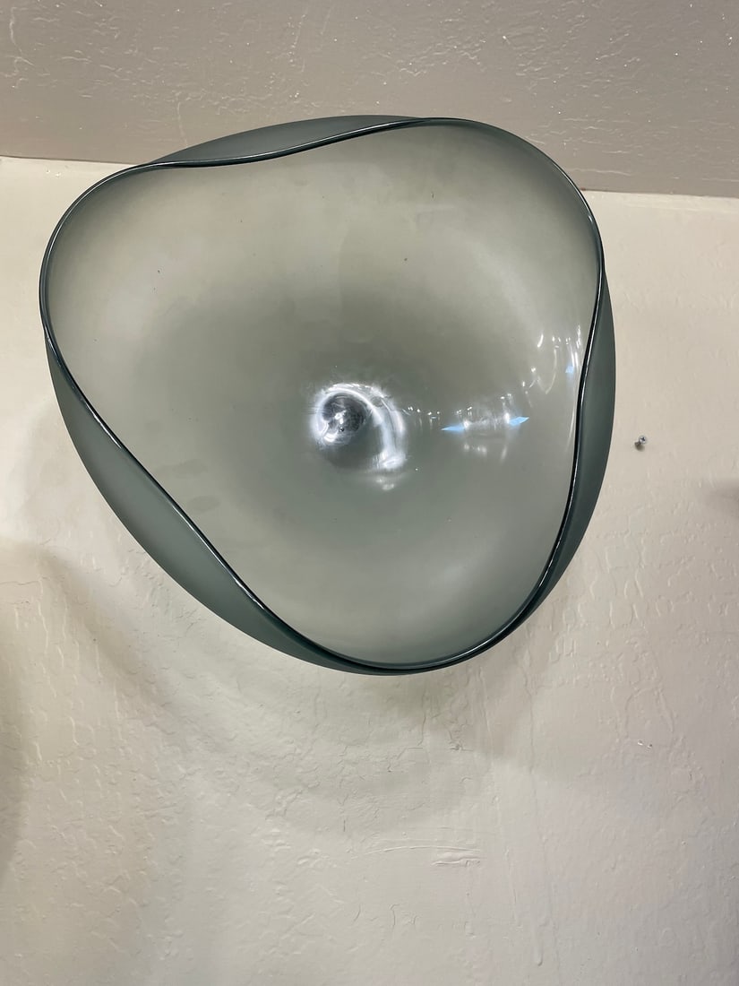 Unique Abstract Hand Blown Frosted Glass Wall Decor w/ Mount (1 of 9)