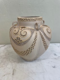 Unique Clay Vase with Enamel