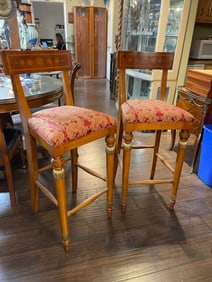 Pair of High Chairs - Burled Wood