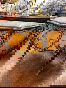 Burled Wood Marble Top Bombay Cabinet