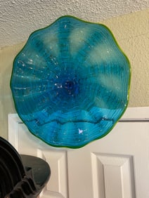 Hand-Blown Glass Modern Wall Art - Blue and Black