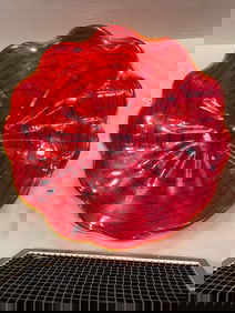 Hand-Blown Glass Modern Wall Art - Red and Black