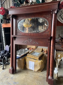 Spectacular Large Vintage Wood Fireplace
