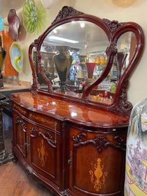 Large Cabinet with Mirror, Bronze Accents