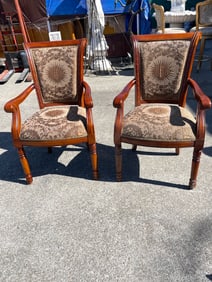 Pair of Arm Chairs with Louis the 16th Tapestry Design