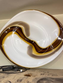 Hand-Blown Glass Wall Art - White, Brown, Yellow