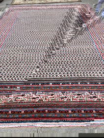 Large Unusual Handmade Wool Area Rug