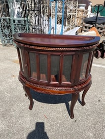 Half-Moon Shaped Side Cabinet w/ Serving Tray