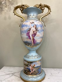Large Porcelain, 24k Gilded Vase, Signed