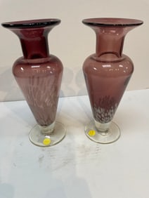 Pair of Hand Blown Glass Vase