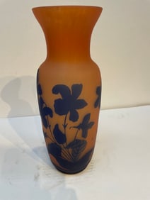 Unusal Frosted Glass Vase with Flowers