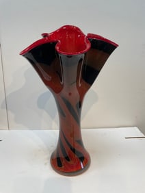 Large Abstract Hand Blown Glass Vase