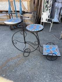 Mosiac and Wrought Iron Plant Stand