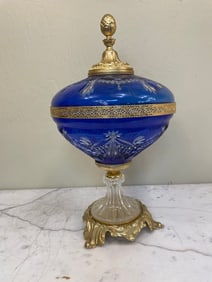 Hand Cut Crystal & Guilded Bronze Centerpiece