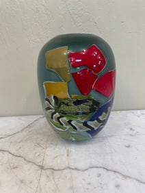 Unique Modern Abstract Hand Blown Glass Vase