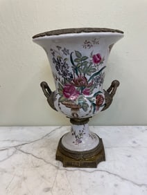 Porcelain & Bronze Centerpiece Vase