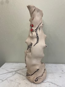 Unusual Tall Clay Vase