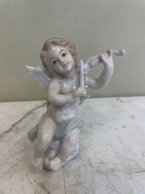 Porcelain Angel Playing Violin Figurine