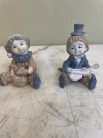 Pair of Minature Porcelain Clown Figurines