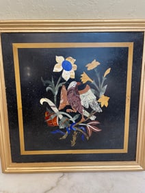 Pietra Dura Mosaic Plaque W/ Precious Stones Inlay