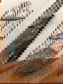 Metal Corner Shelf with Vine and Leaf Design