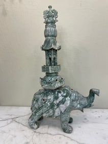 Jade Elephant with Pagoda